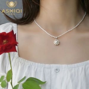 Collane con ciondolo ASHIQI Mini collana di perle d'acqua dolce naturali Perla vintage fatta a mano Ciondolo in argento sterling 925 per gioielli da sposa da donna 231010