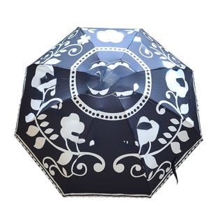 Topp liten bärbar femfaldig paraply mode märke svart lim ultralätt regn dubbel användning sol paraply solskydd uv skydd solar paraply