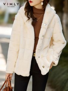 Kadın kürk sahte vimly kapüşonlu ceket kış ofis bayanlar moda lüks kalın sıcak ceket palto kadınlar için kıyafetler 50386 231010