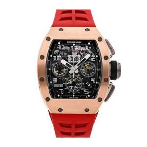 Richarmill Watch Automatyczne mechaniczne szwajcarskie zegarek zegarki 011 Chronograph Auto Gold Mens Strap Watch RM011 AJ RG WN-AXRF