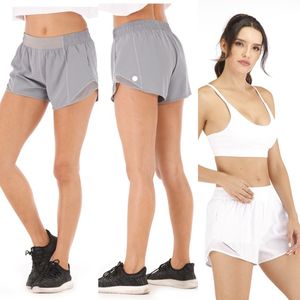 LU-2061 malha patchwork respirável shorts esportivos femininos correndo antiderrapante yoga shorts falsos dois shorts de fitness