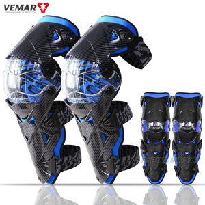 Kolano łokciowe Vemar 4pcs Motocykl ochronny Kneepad Sport Knee Knee Pad Hard Shell Protector Knee Elbows dla dorosłych osłony włókna węglowego MTB 231010