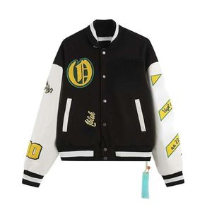 50% di sconto Giacca da baseball uomo donna giacche varsity giacca firmata classica felpa ricamata cappotto cardigan da uomo cappotti di lana con cuciture bianche nere