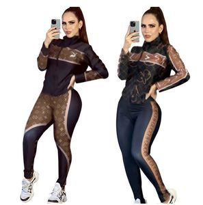 Novos fatos de treino femininos marca de luxo casual esportes terno designer conjunto de 2 peças j2913