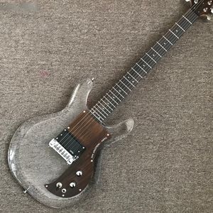 Wzrost niestandardowy, wykonany w Chinach, Crystal 6 Strings Wysokiej jakości gitara elektryczna, jednoczęściowy przetwornik, chromowany sprzęt, bezpłatna wysyłka