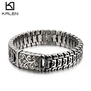 Bransoletki uroku Kalen punk High wypolerowana bransoletka Mężczyźni 22 cm łańcuch roweru ze stali nierdzewnej Bilezik Boho Male Jewellry Akcesoria 231009