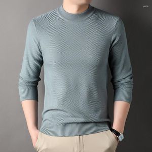 남자 스웨터 5 색! 단단한 둥근 목 니트 간단한 캐주얼 자카드 하이 탄성 풀오버 홈 매일 남성 스웨터