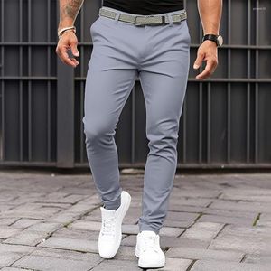 Men's Pants Slim Fit Suit Slant Pockets Business Office Trousers With Zipper Fine For A