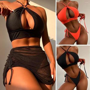 Mulheres de banho sexy bikini push up halter biquinis mulheres oco para fora corte brasileiro maiô corda bandagem tanga banhista