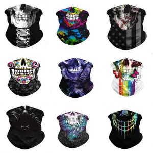 Scarves Arrivals Halloween Skull Face Cover Cooling Neck Gaiter Custom Tube Bandana Cycling Headwear Magic Breathable Scarf3068