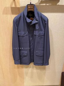 Mens Jackets Winter loro piana Casual Dark Blue Collar Travel Jacket Coat