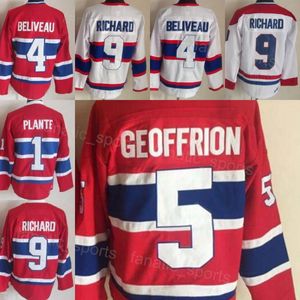 Retro Hockey Vintage 9 Maurice Richard Jersey CCM Classic 4 Jean Beliveau 1 Jacques Plante 5 Bernie Geoffrion 18 Serge Savard 26 Mats Naslund Retire Mens Embroidery