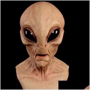 Party Masks Halloween Alien Mask Scary Horrible Big Eyes Horror fl Head Latex Magic Monster Mondkapjes L230704 Home Garden Festive Par Dht6p