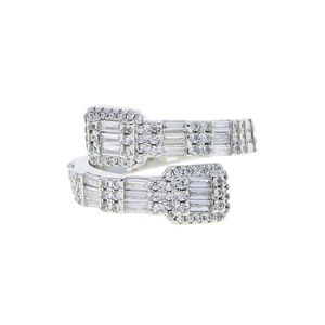 Hip Hop New Women Men's Baguette Anpassad justerbar ring Iced Out Bling Micro Pave CZ Punk Rap Open Size Finger Jewelry177V