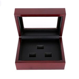 Red Black PU Leather Wood Box Organizer Portable 12x16x7cm 2-9 håls Case Championship Sports Ring252L