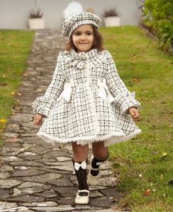 Coat 112Y Baby Girl Autumn Winter Handmand Customized England Spanish Red Velvet Princess Wool for Christmas Casual 231009