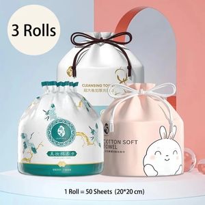 Tissue 3 Rolls Disposable Face Towel Ultra Soft Thick Cleansing Tissue Dry Wipes Reusable Makeup Remover Towel Towelettes 231007