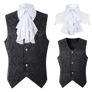 Mäns västar svarta väst män renässans steampunk coat gothic jacquard waistcoat single breasted affärsformell klänning för kostym 231010