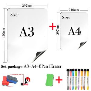 Whiteboards 2PCS Magnetic Whiteboard White Board Bulletin Calendar Board School Blackboard Calander Fridge Stickers Message Board 231009