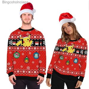 Kvinnors tröjor Jultröjor Ful tröja Röd mode 3D -tecknade tecknade trycker casual runda nacke tröja för fest födelsedag xmas sweatshirtl231010