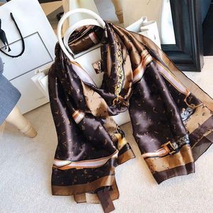 2021 Nice quality classic brand 100% Silk scarf for Women New Spring Design Chain Style Long Scarves Scarfs Wrap With Tag 180x90Cm190V