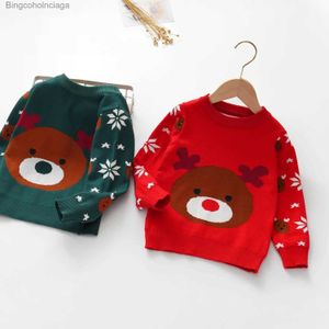 Women's Sweaters Autumn Boys' Pullover Silk Cotton Long Sleeve Christmas Deer Boys' Sweater Knitted PulloverL231010