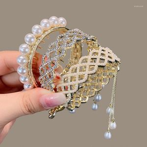 Hair Clips Marble Head Artifacts Back Of The Clasp Pearl Rhinestone Rhombus Tassel Grab Clip Metal Disc Headdresses