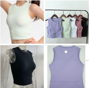 LU-1213 Spring and summer new with chest pad ribbed running fast drying sports vest women yoga wear waist tight fitness