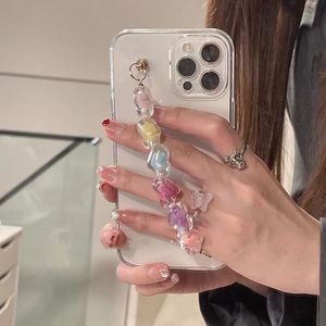 Cell Phone Cases Cute Love Heart Bracelet Wrist Chain Case for iphone 15 14 Pro 12 11 13MiNi XR X XS 7 8 plus Clear Soft Back Cover 13 231010