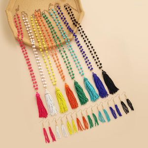 Pendant Necklaces Rice Bead Necklace Originality Fashion Geometry Hand Knitting Bohemia Adjustable Simple Beaded And Earring Set