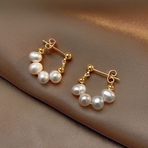 Baroque Pearl Stud Earrings Women High Quality 18k Gold Plated Earrings Europe and America New trends Women Earrings Wedding Party Jewelry Valentine's Day Gift spc