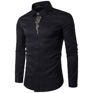 Camicie casual da uomo Abito di lusso con stampa nera 2021 Camicia da smoking da uomo Slim Fit Festa di nozze Prom205S