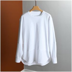 Women's T Shirts 2023 Autumn In Long Sleeve T-Shirts Women Tops Original Design Brief Classic Cotton Basic White Tees All Match TShirts