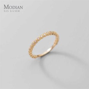 Modian Hight kalitesi 925 Sterling Gümüş Aydınlık Zirkon Basit istiflenebilir düğün nişan yüzükleri Kadınlar için İnce Mücevher Bijoux 2239s