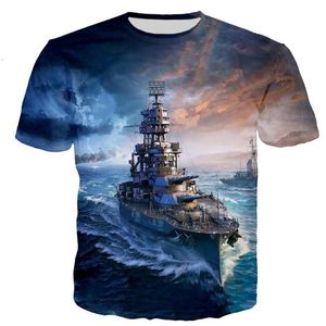 T-shirty męskie 2022 Warship 3D drukowane mężczyźni kobiety swobodny harajuku hip-hop styl tshirts o Neck Polyestrsed Tops 2xs-5x338o