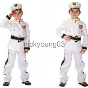 Temadräkt Halloween White Kids Boys Marine Navy Cosplay Clothes Christmas Carnival Halloween Fancy Dress Children Police Cosplay Costume X1010
