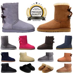 Tasarımcı Kadın Boot Snow Winter Sheep Dkin Boots Moda bayanlar platformu kürk terlikleri klasik ultra mini süet yün ayak bileği patikleri 35-42