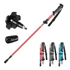 Trekking Poles 5-Section Walking Adjustable Trekking Pole Lightweight Collapsible Quick Lock Alpenstock Nordic Camp Hiking Telescopic Ski Stick 231010