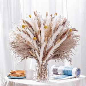 Dekoratif Çiçekler 85pcs Doğal kurutulmuş Pampas Dekor Kabarık Pompas Çim Boho Ev Buketi Düğün Çiçek Odası Süslemeleri