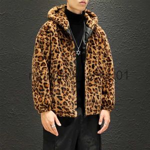 Jaquetas masculinas DYB ZACQ Moda Nova Quente Amor Jaqueta de Inverno Homens Casaco Mulher Com Capuz Faux Fur Leopard Casual Slim Parka Casaco de Inverno Masculino S-3xl J231010