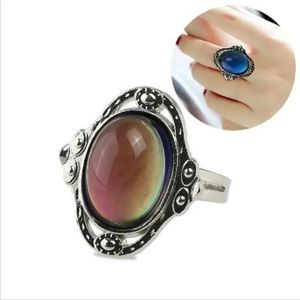 Solitaire Ring Fashion Temperature Change Mood Round Emotion Feeling Changeable Imitated Color Changing for Women Female Jewelry Gift 231009