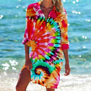 Camicette da donna Camicia ampia Camicetta Y2k 2023 Primavera/Estate Lady Costume da bagno Cardigan Stampato Vacanza Beach Cover Up Top S-5XL