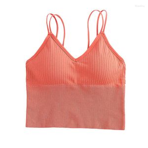 Kvinnors badkläder Kvinnor Sexig sömlös Crop Tops Sports BH Top Camisole med avtagbar vadderad underkläder kvinnlig tankunderkläder