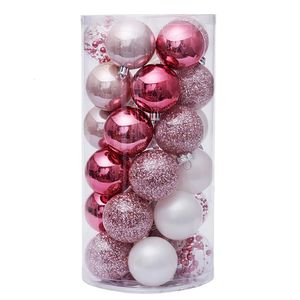 Decorações de Natal Conjunto de 30 peças de enfeites de bola de árvore de Natal Bolas de decoração inquebráveis Conjunto de enfeites suspensos requintados para festa de Natal - Rosa 231010