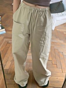 Pantaloni da donna High Street Vintage Cargo Tasche da donna Stile coreano Moda Baggy Vita femminile Designer casual 2023