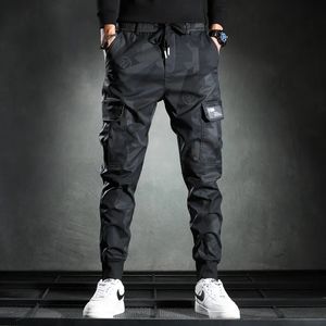 Calças masculinas sweatpants camuflagem elasticidade militar carga cordão multi bolsos bottoms casual jogger calças 231010