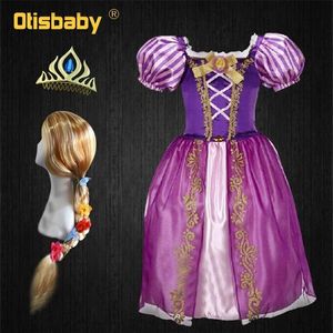 Julbarn Sofia Rapunzel Dress Purple Girl Tangled Rapunzel Sophia Dress Up Disguise Child Cosplay Costume Rapunzel Wig LJ200255O