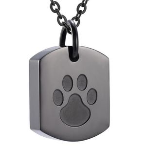 Dog Tag Cremation Urn Necklace Ash Keepsake Memorial Cremains Pendant Jewelry For Loved Pets Dogs Ashes Holder Black Chains264b