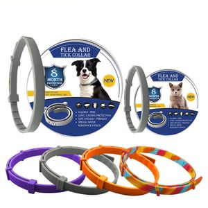 Coleira anti-pulgas e carrapatos para cães e gatos, para proteção eficaz, 8 meses, coleira de desparasitação, anti-mosquito, insetos, filhotes, suprimentos repelentes