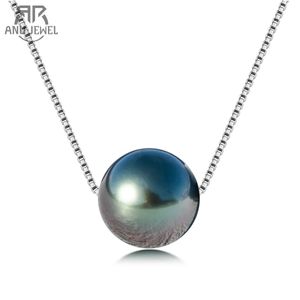Pendant Necklaces AnuJewel Natural Tahiti Black Pearl Seawater Pearl Pendant With 925 Sterling Silver Chain Gift For Women 231010